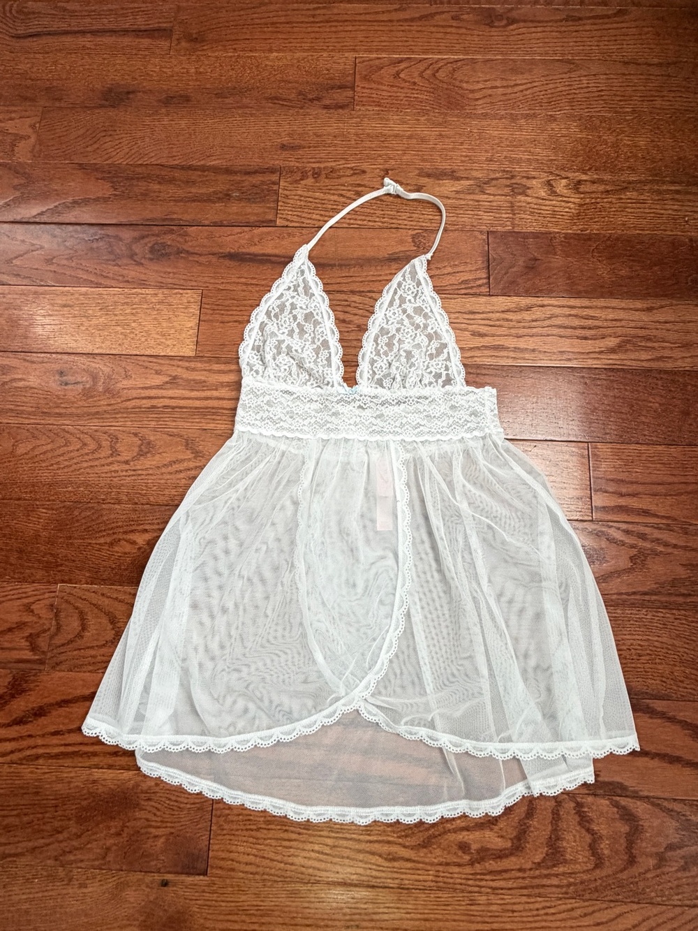 Victoria's Secret White Lace Halter Chemise Sz XS